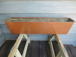 Vtg Copper Window Box Planter Insert 41 " Deck Patio Tank Tray Trough
