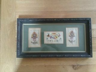 Ww1 Period Framed Silk Postcards Of The Royal Engineers