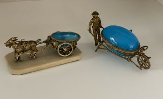 Antique French Palais Royal Opaline Glass Ormolu Brass Egg Jewelry Casket Box 2
