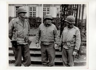 Press Photo Ww2 Gen Robert Spragins & Maj Gen Wade H Haislip 7.  10.  1944