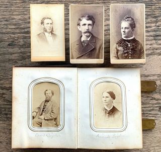 1860s Cdv Tin Boynton Shattuck Family 32 Photo Album Lowell Mass Civil War Doc