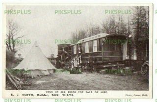 Old Postcard E.  J Smith Caravan Builder Box Nr Corsham Wiltshire Vintage 1905 - 10