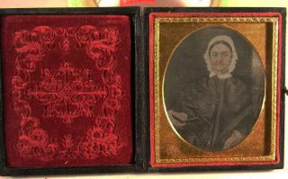 Antique Sixth Plate Daguerreotype Dag Photograph Ugly Man? Dressed As A Woman?