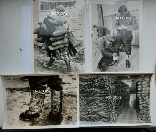 4x Ww2 German Press Photo Wehrmacht Special Uniform Winter Footgears