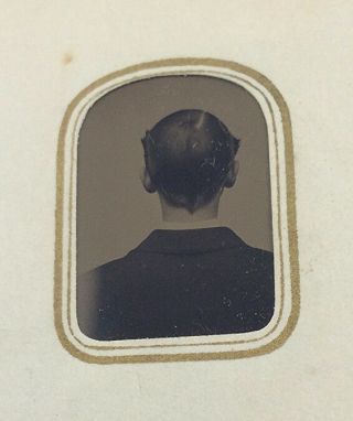 Antique Gem Tintype Identified Photograph Album Unusual Back Of A Man 