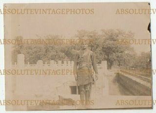 Old Chinese Photo Indian Sikh Soldier Tientsin / Tianjin China Vintage C.  1900