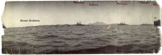 Vintage 1904 Russo - Japanese War Russian Fleet Of Battleships At Sea Photo - Bb