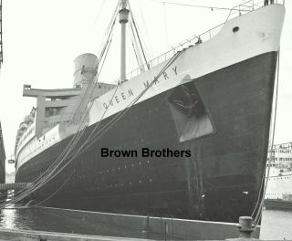 Vintage 1939 Rms Queen Mary At Pier Bow View Anchor Name Film Photo Negatives (2