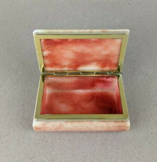 Vintage Hand Carved Alabaster Trinket Box Made In Italy Rare Vtg