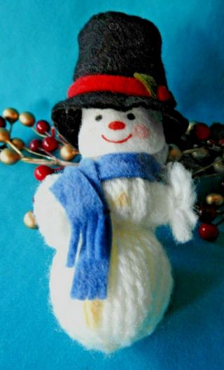 Hallmark Ornament Rare 1980 Yarn Snowman With Blue Scarf