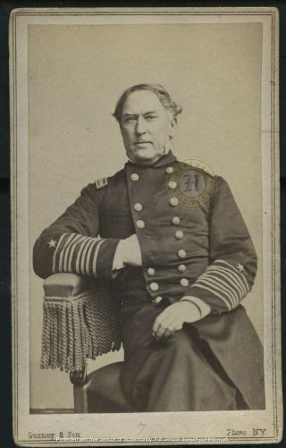 Vintage Civil War Admiral: David Farragut Cdv Photograph By Gurney C.  1860s