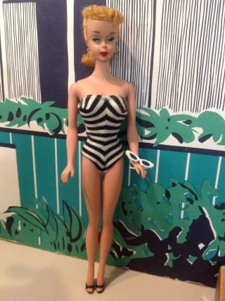 Vintage Blonde Ponytail 4 Barbie W/original Swimsuit