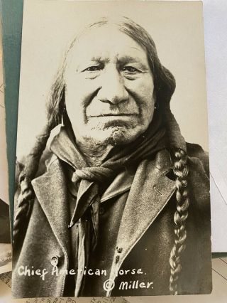 Vintage Rppc Chief American Horse Lakota Indian Scout Miller Photo