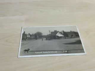 Vintage Real Photo Postcard Ewhurst Road,  Cranleigh Shop,  People & Dog In Road