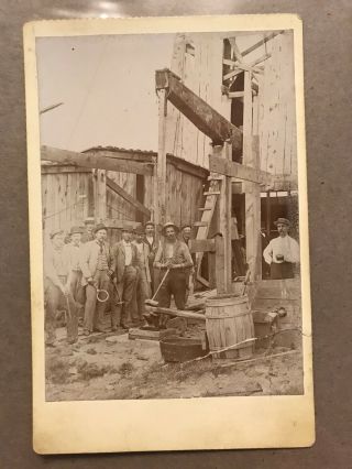 Miners Mining Old West Outside Group Tools Cabinet Card Vintage Photo Photograph
