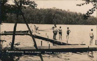1940 Rppc Northwood,  Nh Passaconaway Waterfront Camp Wah - Tut - Ca Boy Scout Vintage