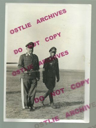 Ww2 1941 German Army Press Photo Luftwaffe Base General Kesselring Col.  Molders