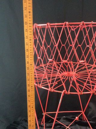 AWESOME Old Vintage Collapsible WIRE METAL BASKET STAND French Laundry Cart 3
