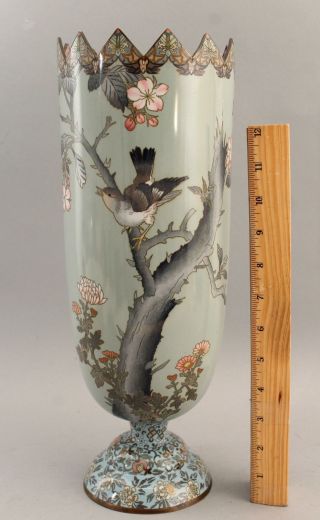 Large Antique Japanese Cloisonne Vase,  Unusual Form,