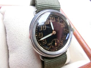 Vintage Buren Dennison Watch Case Co.  Sterling Silver Trench Military Wristwatch