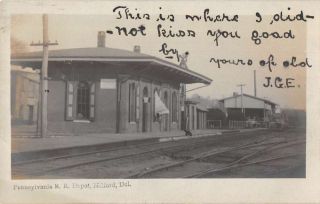 Milford Delaware Pennsylvania Railroad Depot Real Photo Vintage Postcard Aa18912