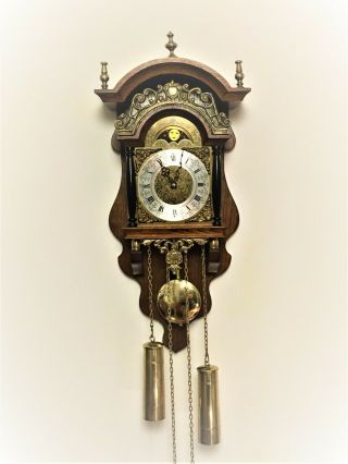 Old Vintage Dutch Wall Clock Warmink Moon Phases