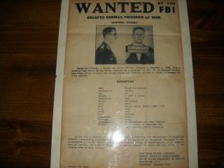 World War 2 - Wanted Poster - Escaped German Prisoner Of War