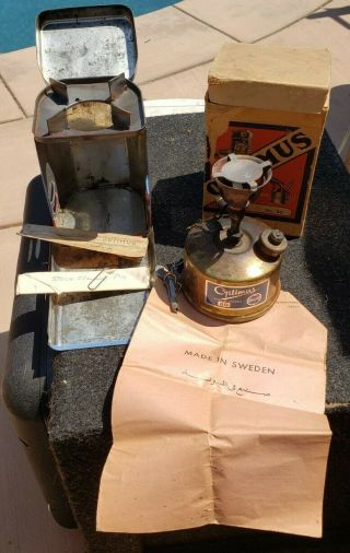 Vintage Optimus 80 Sweden Made Collectible Camping Stove Blue Tin & Box