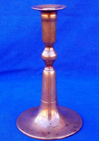 Important 17th Century French Brass Trumpet - Based Socket Candlestick Circa 1625