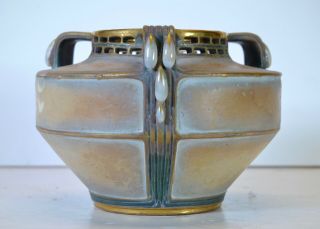 Paul Dachsel Teplitz Austria Bohemia Three Handled Reticulated Top Teardrop Vase