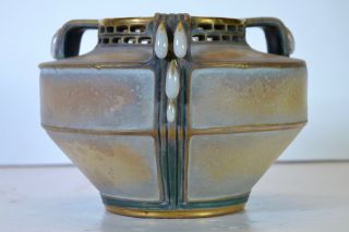 Paul Dachsel Teplitz Austria Bohemia Three handled reticulated top teardrop vase 2