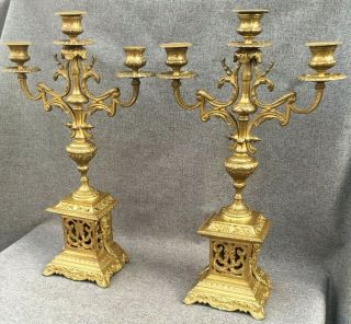Large Antique French Napoleon Iii Chandeliers Gilded Bronze 19th Century