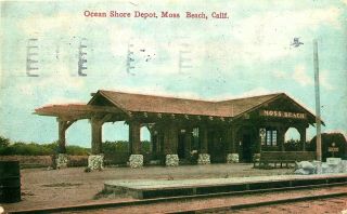 Ocean Shore Railroad Depot,  Moss Beach,  California,  Vintage Postcard
