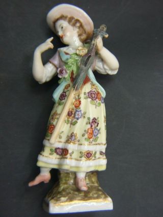 Antique German Meissen Fine Porcelain Lady Figurine Marked Ar Augustus Rex Rare