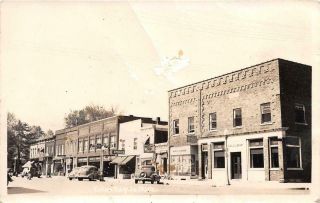 Rppc Eaton Rapids Mi 1942 View On Main Street With Old Stores & Cars Vintage 605