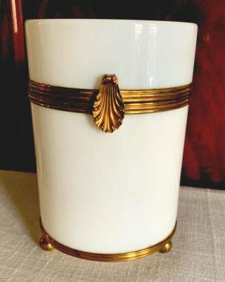 Antique French White Opaline Glass Box Caddy
