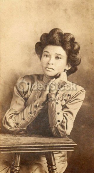 Lovely African American Black Woman Austin Texas Antique Cabinet Photo On Board