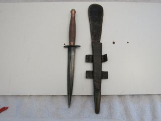 Vintage Wwii Fairbairn - Sykes Commando Dagger With Sheath 3rd Pattern