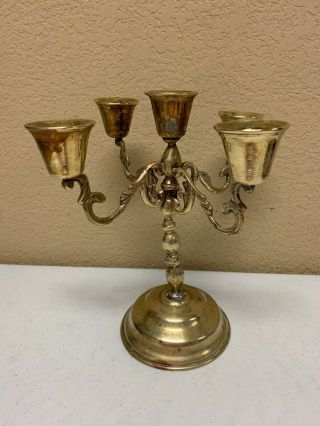 Vintage Classic Brass Candelabra 5 Candle 4 Arm Brass Candle Holder