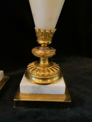 Antique French White Marble and Gilt Bronze Ormolu Candlesticks 2