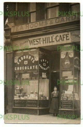 Shop Front Postcard West Hill Cafe Southampton ? Hants Real Photo Vintage C.  1910