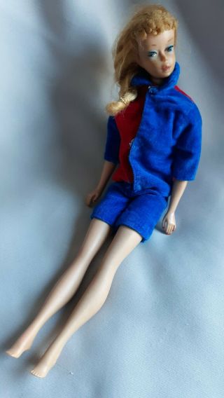 Vintage Barbie 4 Blonde Ponytail Poodle Curl Bangs Japan Transitional 1960 2