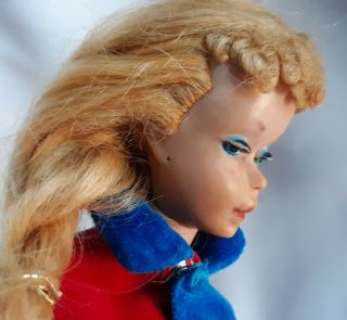 Vintage Barbie 4 Blonde Ponytail Poodle Curl Bangs Japan Transitional 1960 5