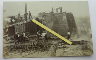 Vintage 1906 Rp Postcard Of Mr Halls Mill On Fire Waterlooville Hants