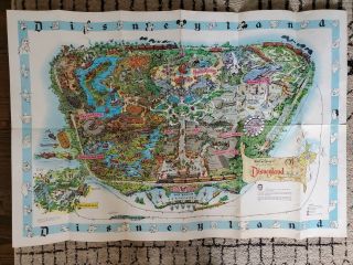 Vintage Disneyland 1962 Poster Map Magic Kingdom Anaheim With Postage