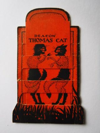 Rare Vintage Halloween Deacon Thomas Cat Mechanical Tombstone Card