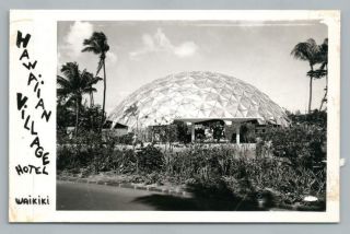 Hawaiian Village Hotel Waikiki Honolulu Rppc Vintage Photo Geodesic Dome 1950s