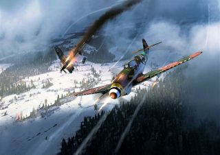 Ww2 German Luftwaffe Messerschmitt Bf 109 Air Combat Scene Picture