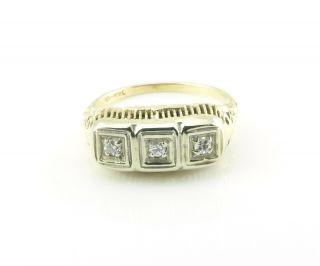 Vintage 14 Karat Yellow And White Gold Diamond Ring Size 6.  5 1729