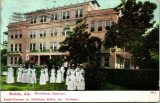 Vtg Postcard 1908 Mobile Alabama - Providence Infirmary W Nurses